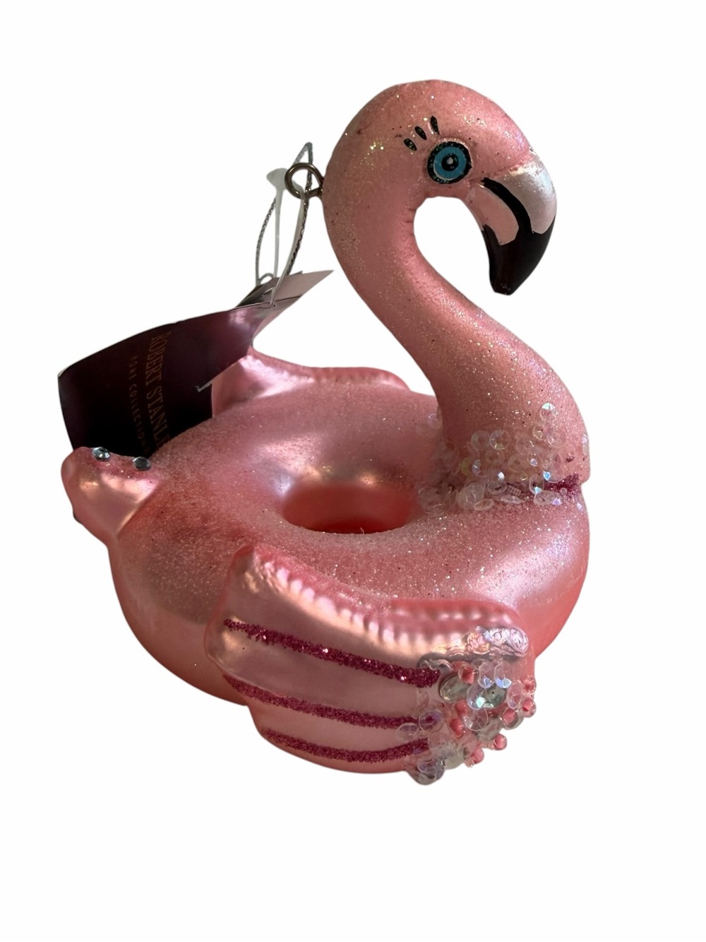 Pink Glittery Sparkly Glas Flamingo Christmas Ornament by Robert Stanley NWT